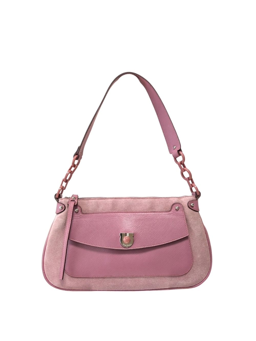 Salvatore Ferragamo Pink Suede & Leather Shoulder Bag